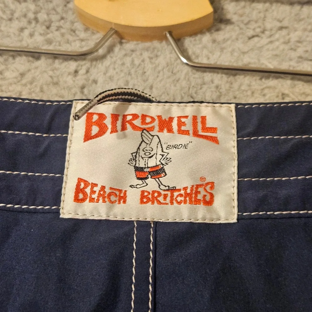 Birdwell Beach Britches Mens Navy Blue Board Shorts Size 33 Made in USA Surf